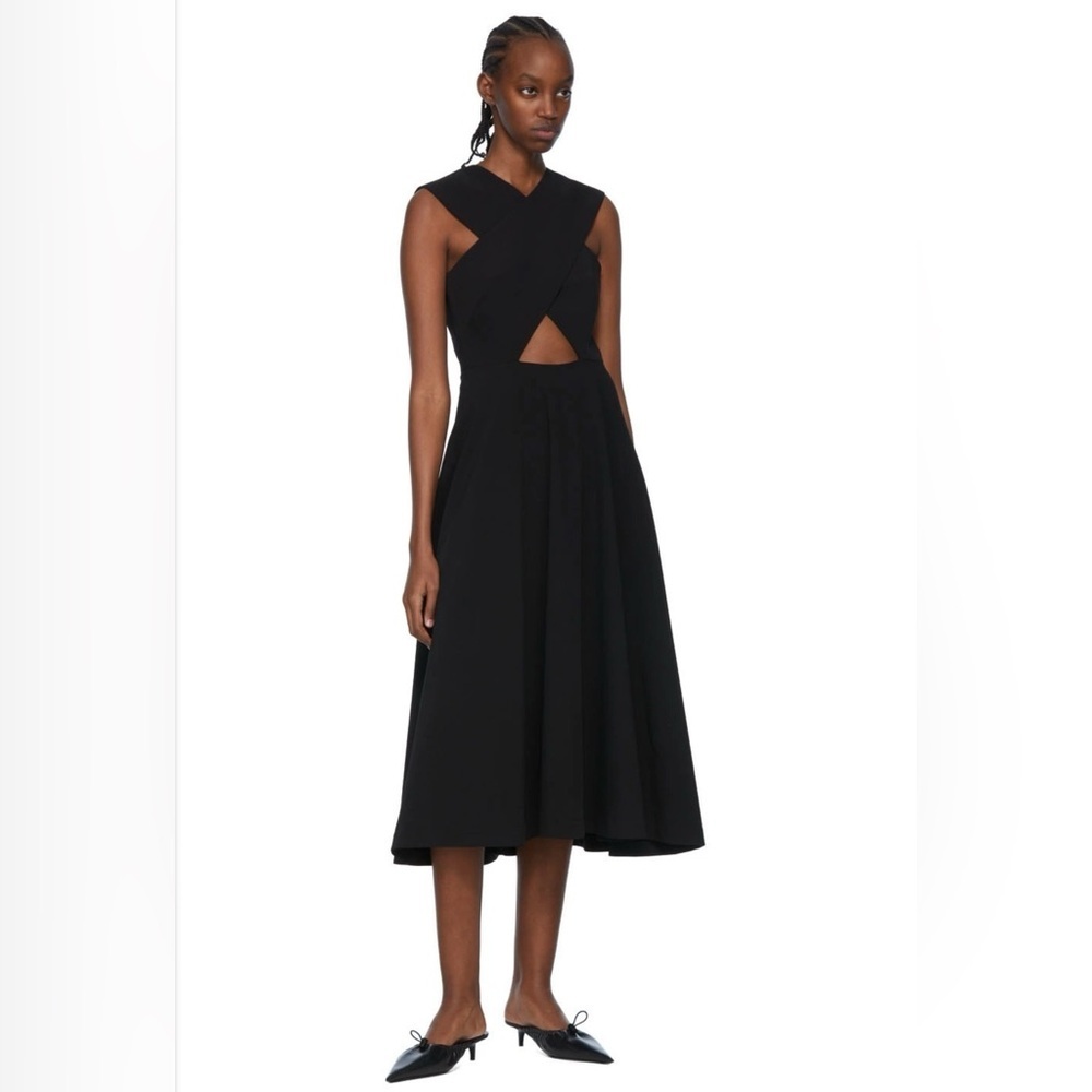 Rosetta Getty Black Sleeveless Midi Dress with Front Cutout - Picture 4 of 11